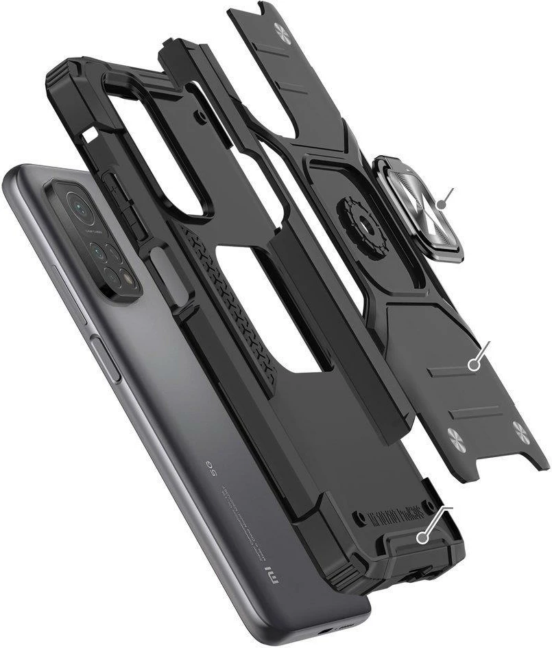 Zaščitni etui Ring Armor Tough Hybrid za Xiaomi Poco M4 Pro 5G / Redmi Note 11 5G / Redmi Note 11T 5G / Redmi Note 11S 5G, črn