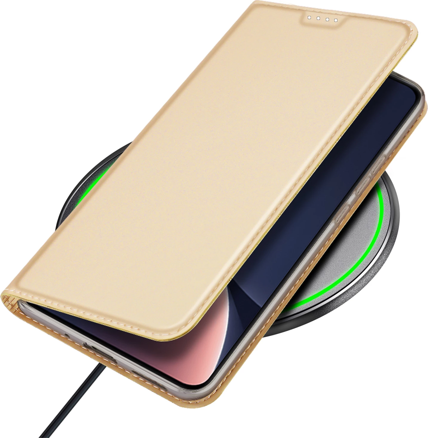 Ovitek za telefon z pokrovom, žepom za kartico in funkcijo stojala, zlati — Dux Ducis Skin Pro za Xiaomi 13