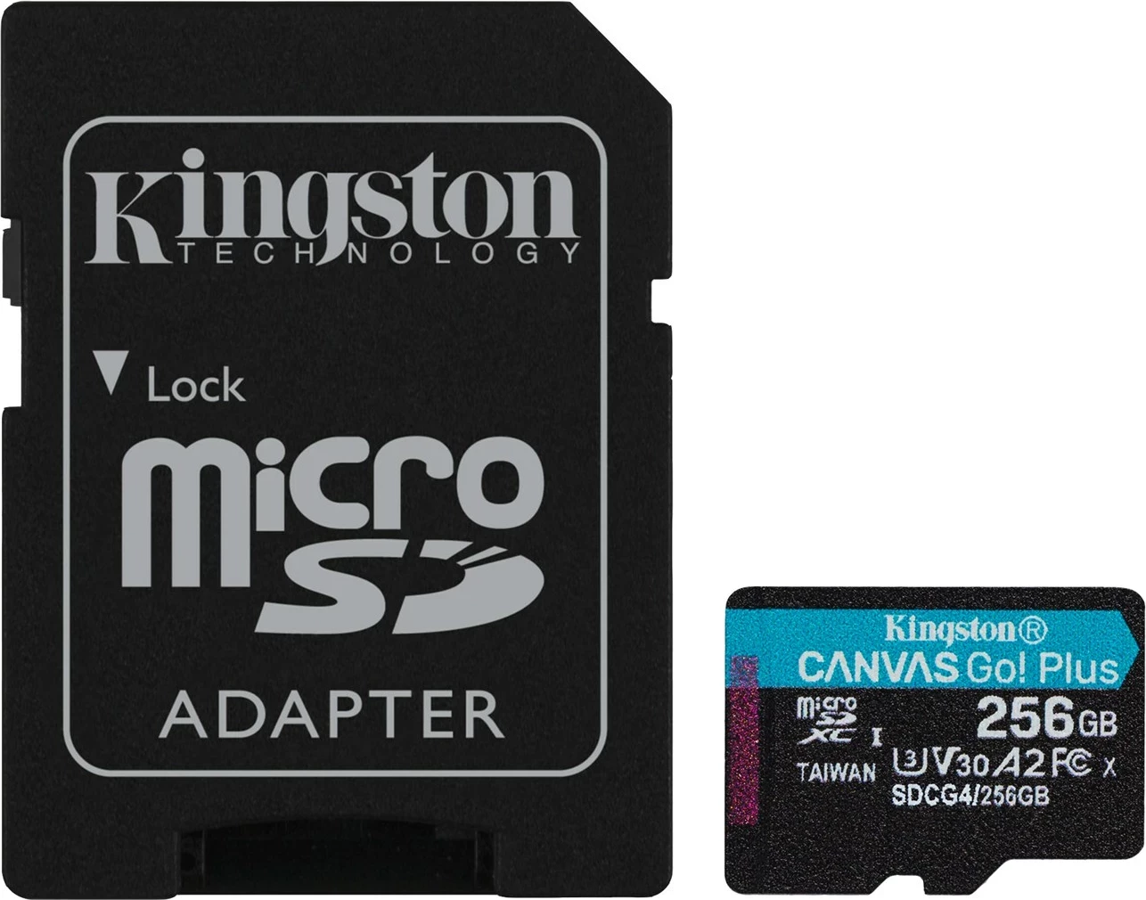 MicroSDXC kartica 256GB (s adapterjem), Kingston Canvas Go Plus Gen4, turkizna