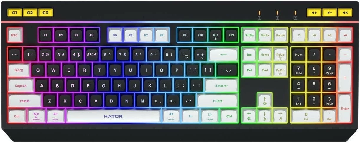 Gaming tipkovnica Icefall HTK400US, Hator, RGB, z žico, črno-bela