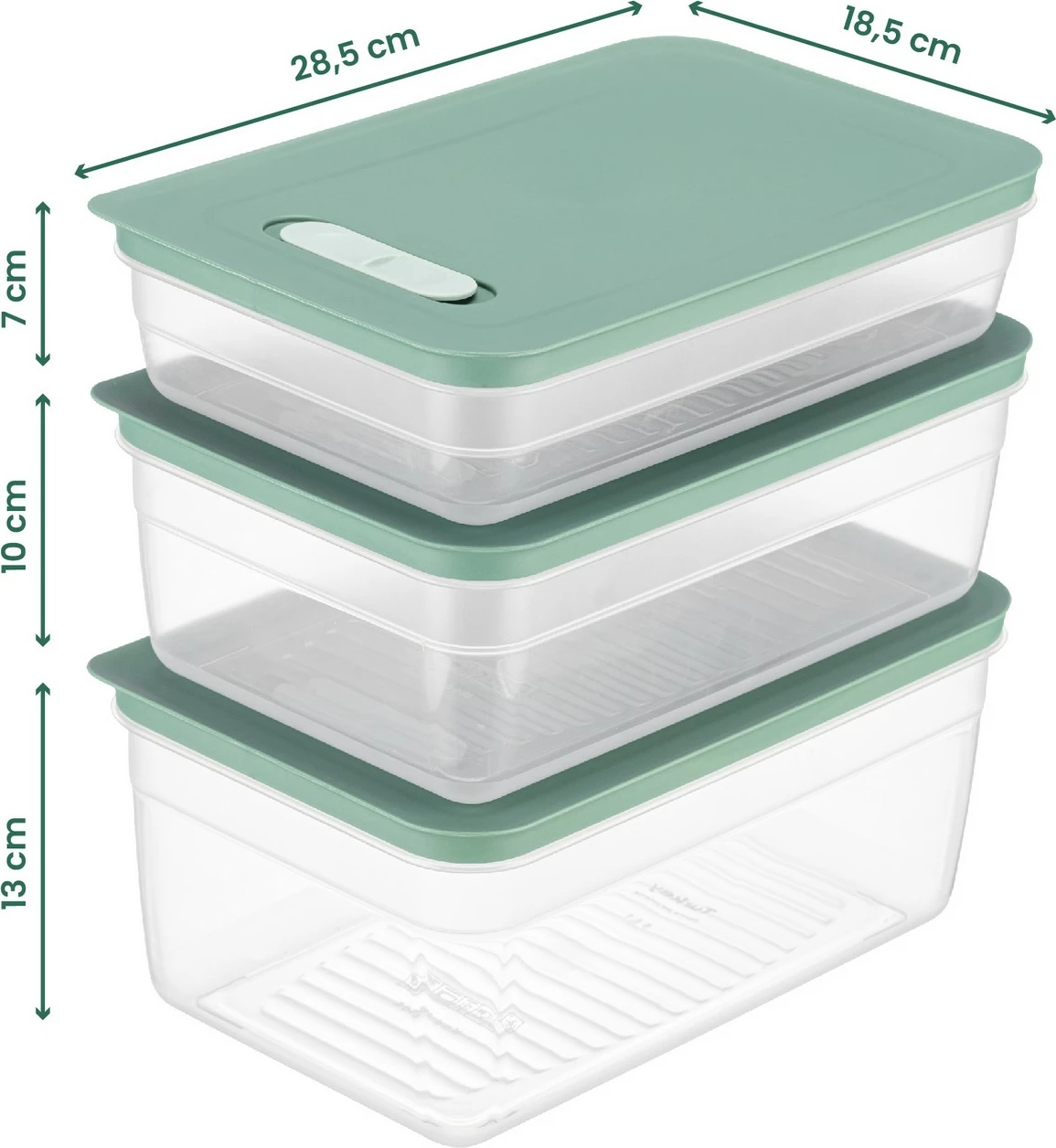 Set plastičnih škatel za organizacijo (3 kosi), Hermia HK3LU, zelene