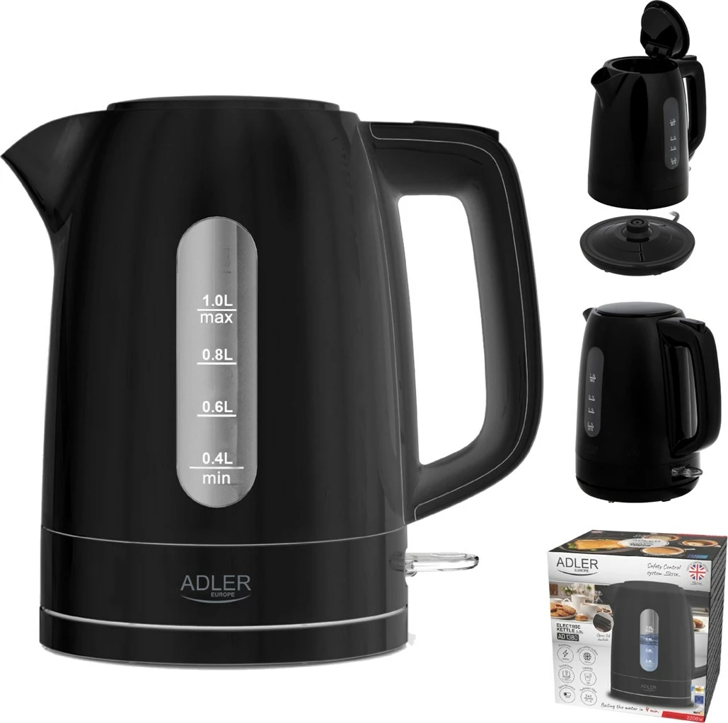 Električni kuhalnik Adler AD 1380B, 1 L, črn
