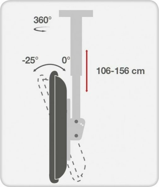 Stropni nosilec za TV/monitor Techly 309357, za LCD/LED 37-70 inch, 50 kg, črn