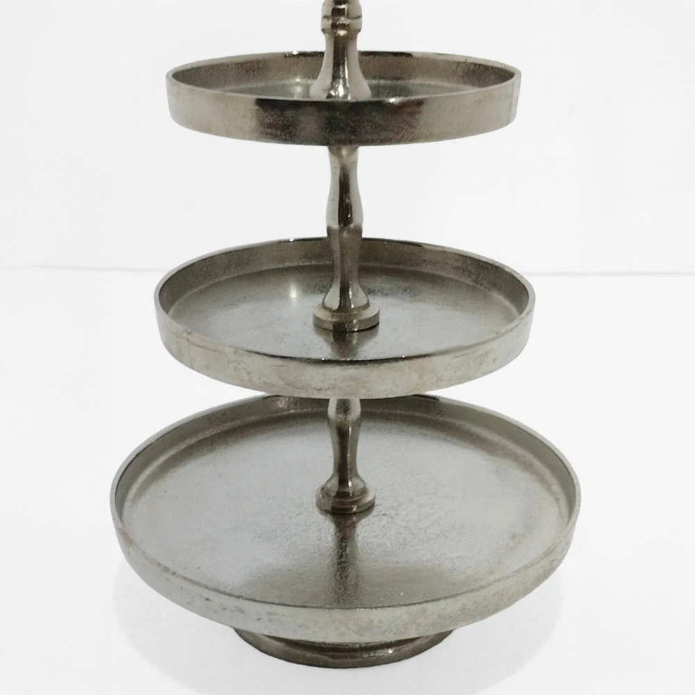 Stojalo za serviranje 3 nivojev, aluminij, srebrno, 22x22x36 cm