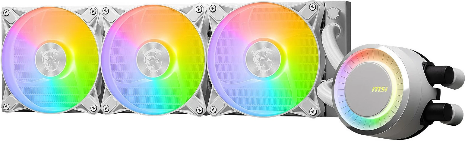 Ftohenje z vodnim hlajenjem MSI MAG Coreliquid E360, 3 ventilatorji 12 cm, RGB, bel