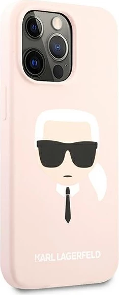 Ovitek za telefon iz silikona Karl's Head za iPhone 13 Pro Max, roza, Karl Lagerfeld