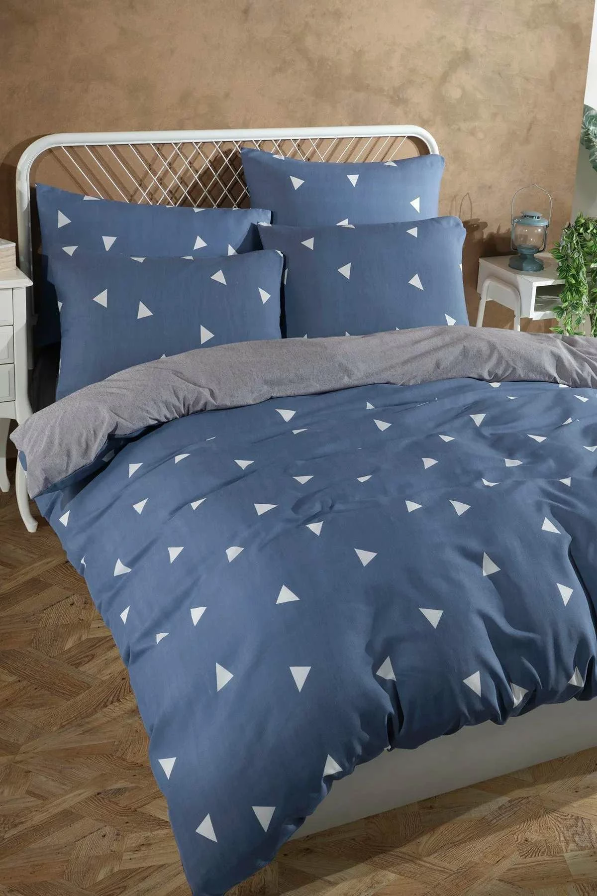 Komplet prešite pregrinjale za King posteljo, modra, L'essentiel, Geometrik