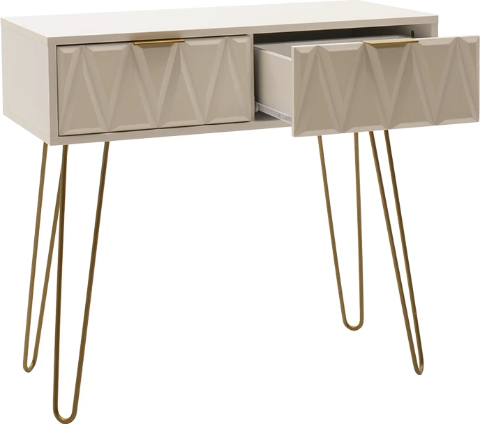 Konzolna mizica Isla, bela in zlata, 80x39x74 cm