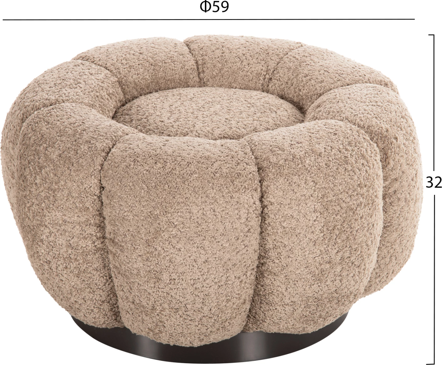 Okrogli stol KRIPP FH9602.08 bež boucle-črna kovinska osnova Φ60x31Hcm