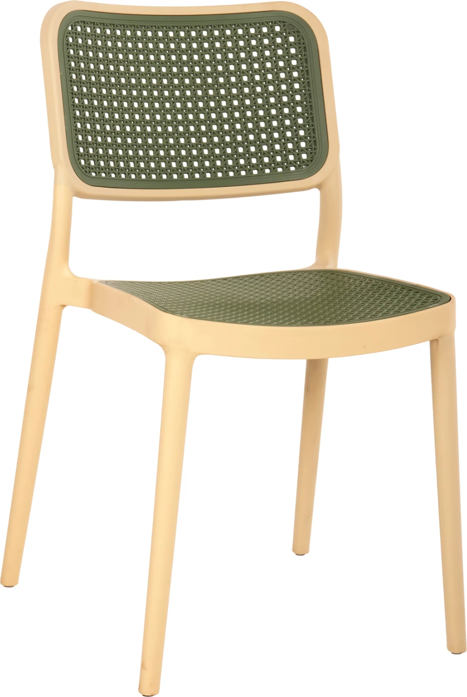 Stol iz polipropilena MEKO FH5934.04 bež in olivno zelen 41x49x102Hcm