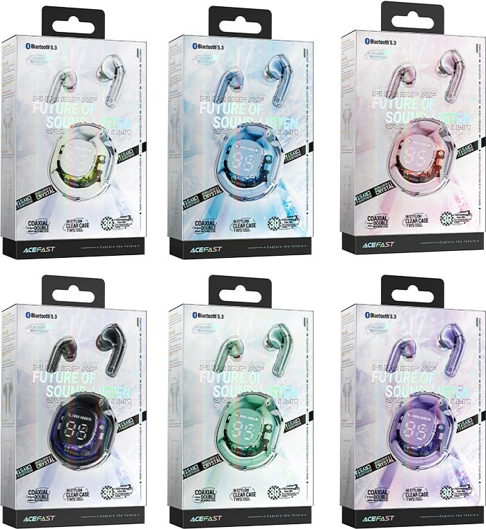 Brezžične slušalke Acefast T8 TWS, Bluetooth 5.3, s polnilnim etuijem, bele