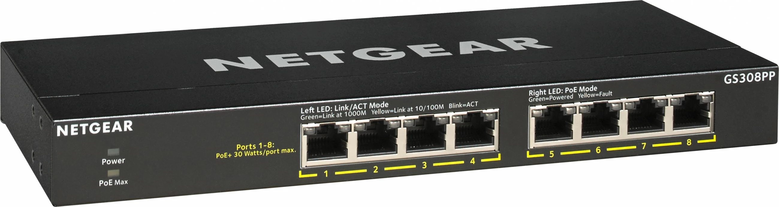Gigabitni PoE preklopnik NETGEAR GS308PP, montaža v rack ali na steno