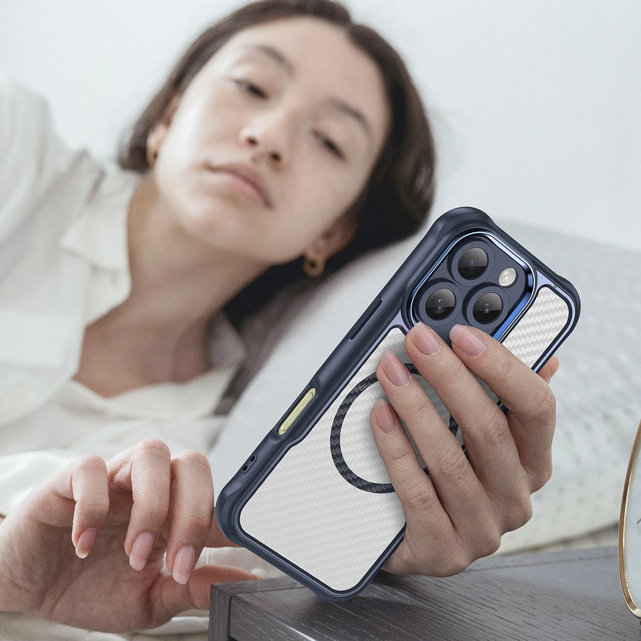 Ovitek za telefon MagSafe za iPhone 16 Pro, TPU, moder — Hurtel Leading Series