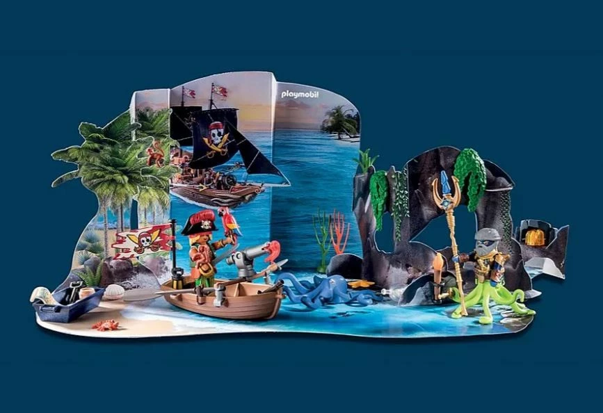 Adventni koledar s piratskimi figuricami, Playmobil Pirates 71636, 98 kosov, 4–10 let