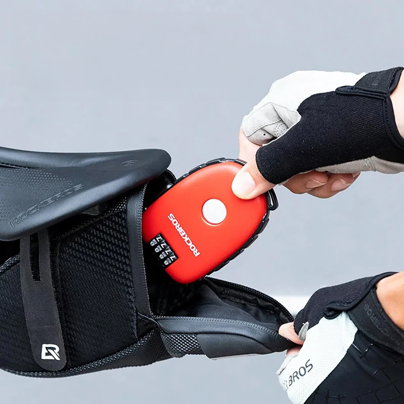 Kolesarska ključavnica z vlečnim kablom Rockbros 32420981001, rdeča