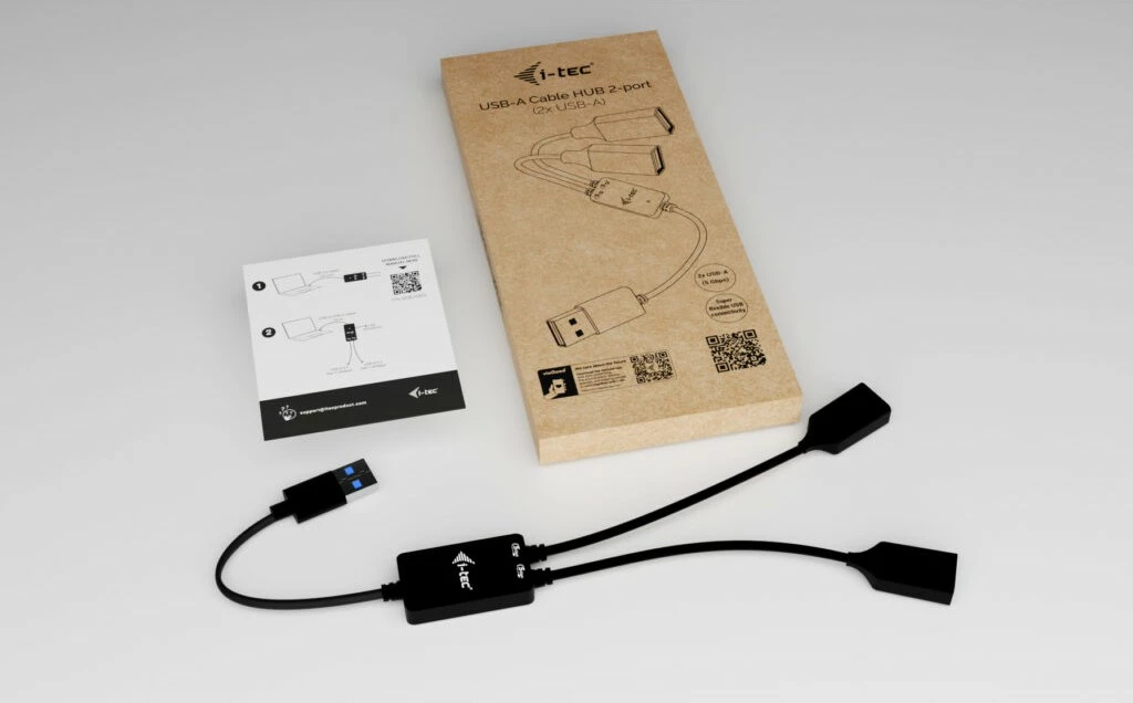 USB-HUB 2 vrat 2x USB-A 3.2 Gen 1, črn, I-Tec