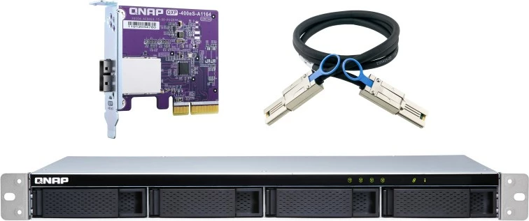 Razširitvena enota QNAP TL-R400S, 4 ležišča, 1U rackmount, SATA JBOD, črno/siva