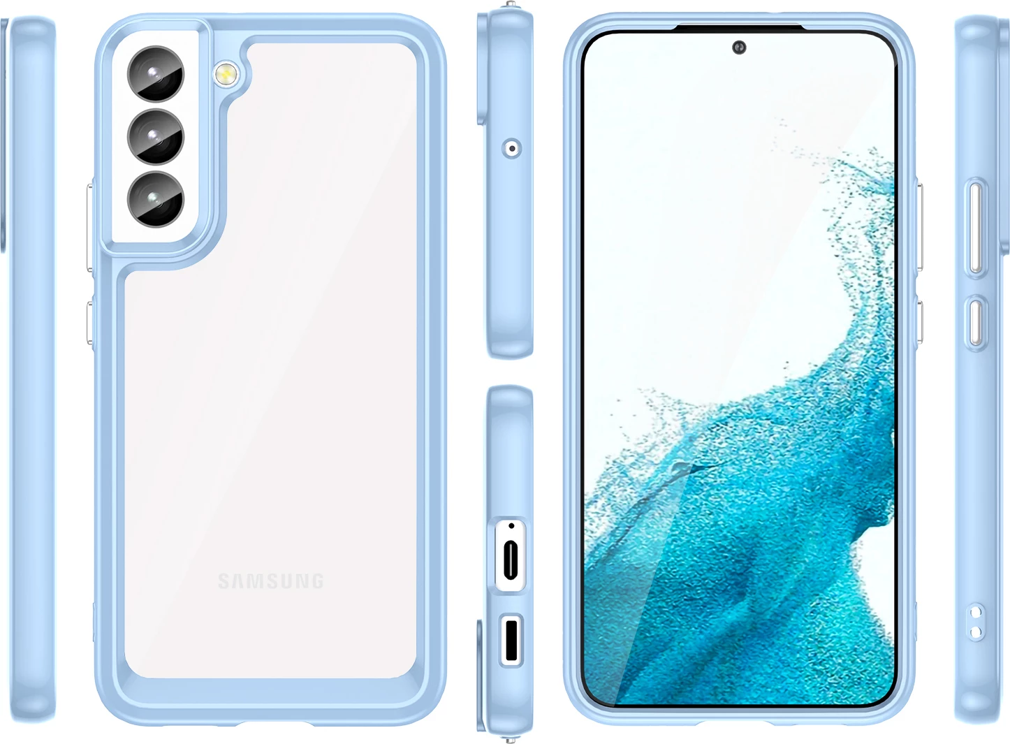Zaščitni ovitek Outer Space Hurtel za Samsung Galaxy S23+, modra, silikonska stranica in trda zadnja plošča
