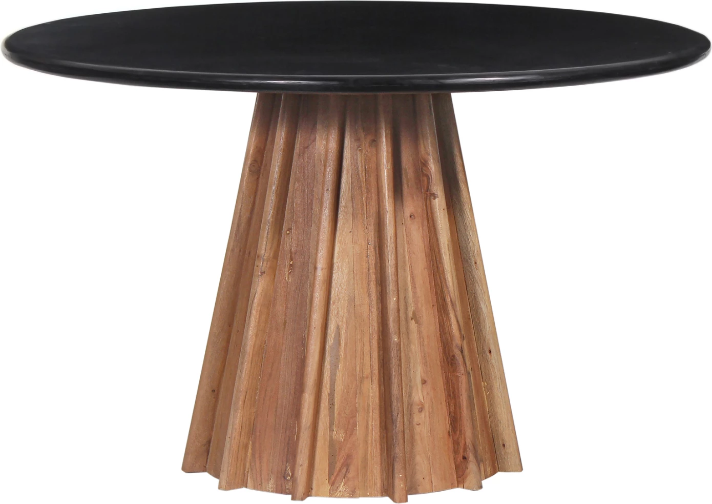 Okrogla jedilna miza DRAXX FH9687 iz masivnega akacijevega lesa - črna marmorna plošča Φ120x76Hcm