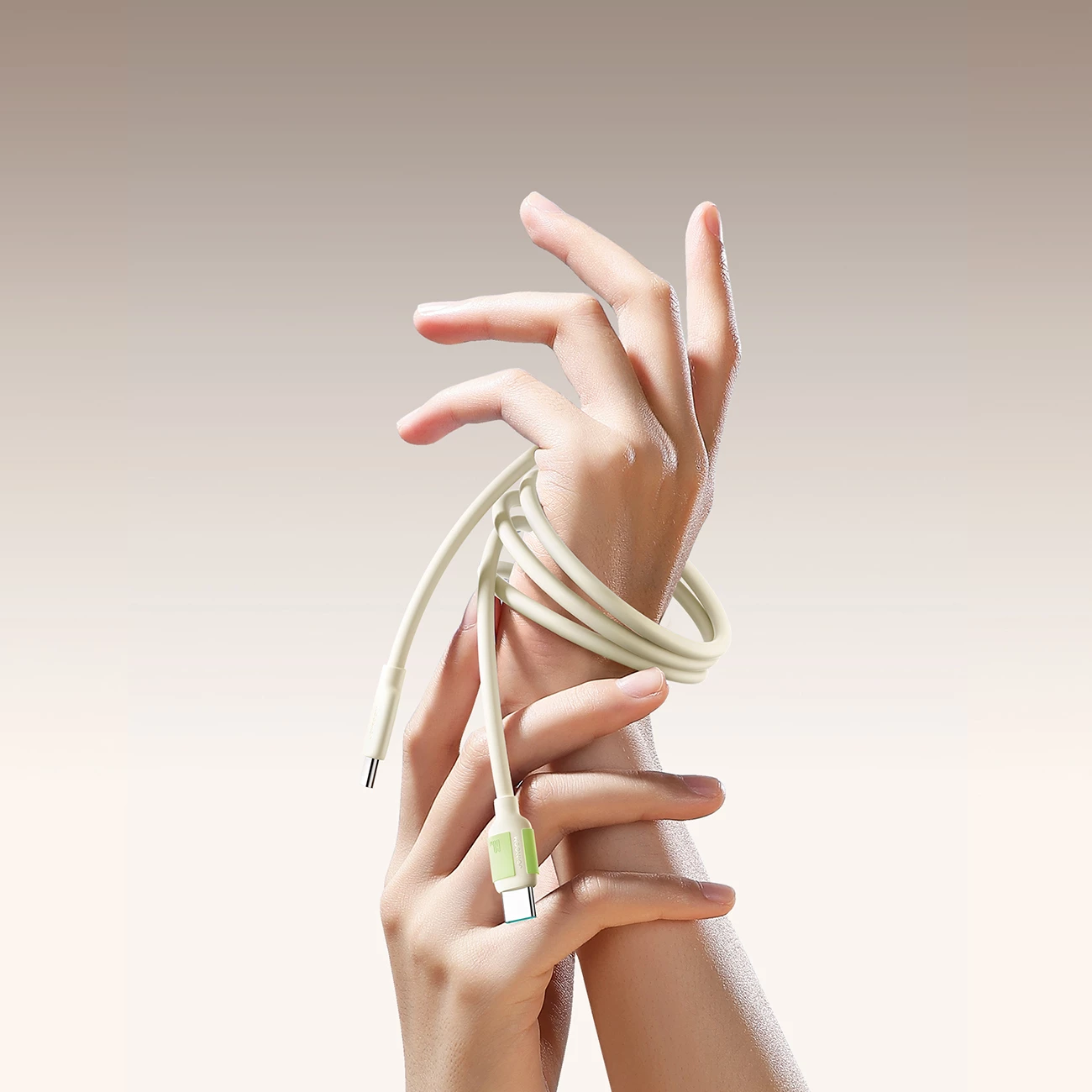 USB-C kabel Joyroom S-A53, 2 m, 60 W, fluorescentni konec, bež