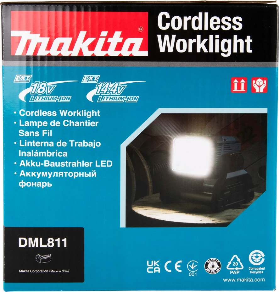 Delovna svetilka, Makita DML811, 31.5 W, 6000 mAh, LED, črno/modra