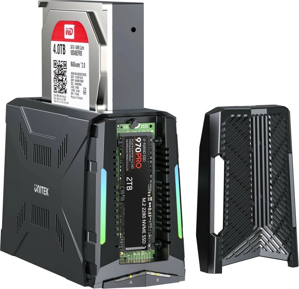 Dokirna enota za 4x M.2 SSD, USB 4 Unitek S1243BGY01-EU, črna