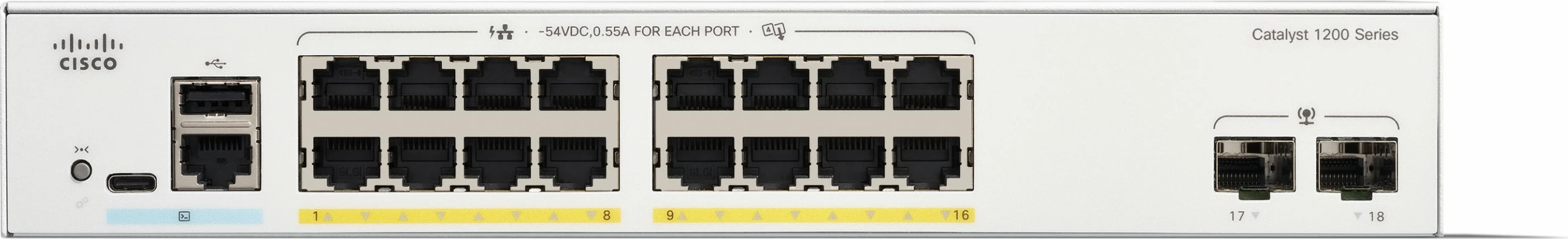 Preklopnik Cisco Catalyst C1200-16P-2G, 16 x GE, PoE, 2 x 1GE SFP, upravljan, za rack