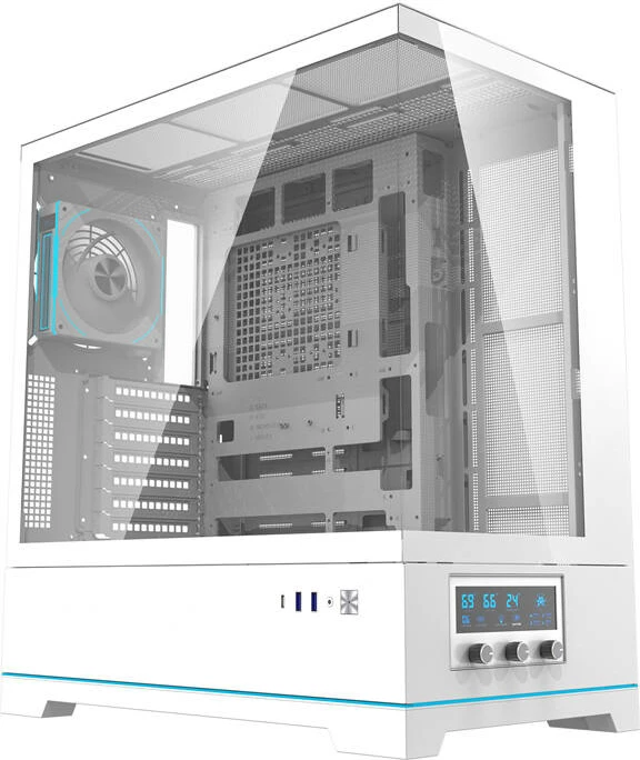 Računalniško ohišje Darkflash DY451 PRO, midi tower, ARGB, 1 ventilator, belo