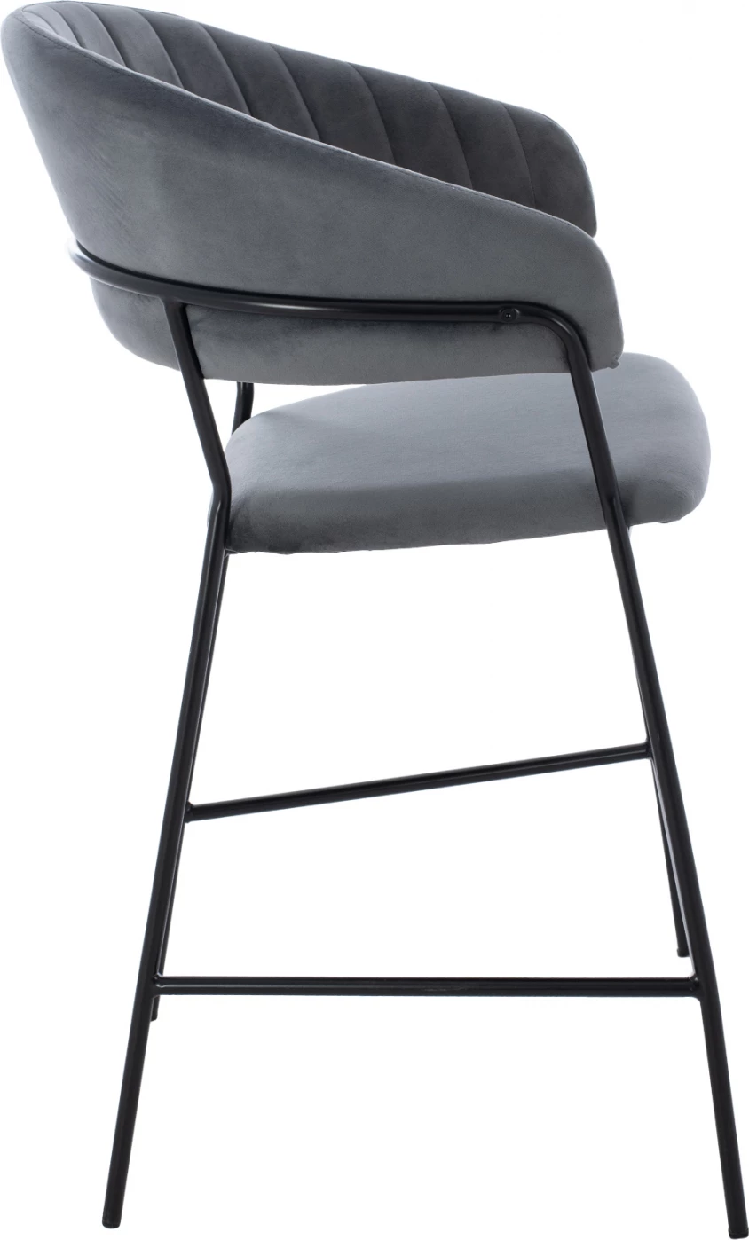 Srednje visok stol HM8734.01 sivo žamet s črnim okvirjem 60x55x100Y cm, set 2 kosov