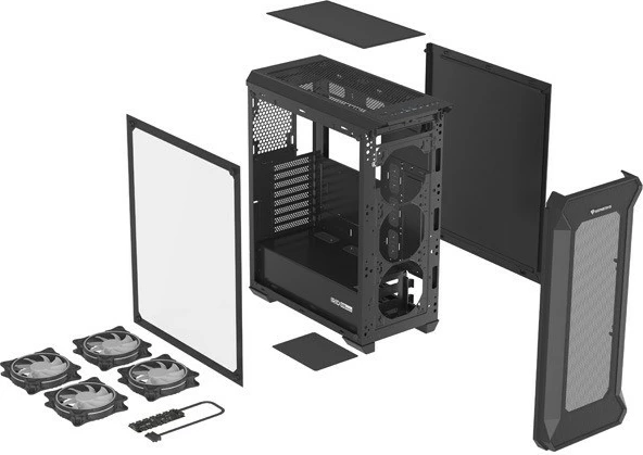 Računalniško ohišje Genesis Irid 505 V2 ARGB, Midi Tower, 4x ARGB ventilatorji, ATX/Micro ATX/Mini ITX, črno