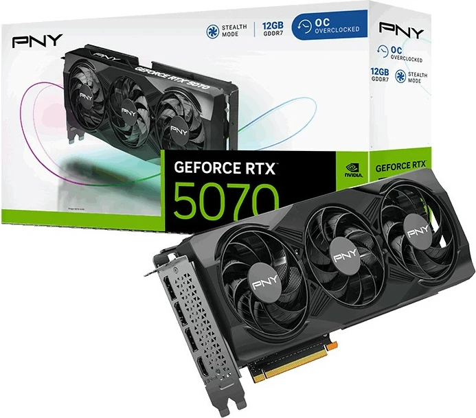 Grafična kartica GeForce RTX 5070 OC PNY, 12 GB GDDR7, PCI Express x16 5.0, črna