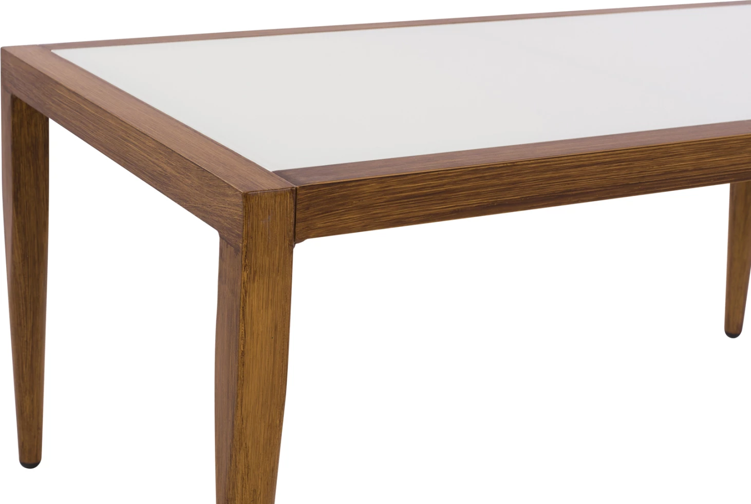 Aluminijasta miza bambus videza s steklom 100x58x46