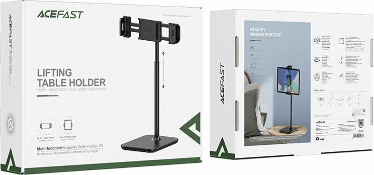 Teleskopski stalak za mizo Acefast E4 za telefon in tablico, 135–230 mm, 360°, črn