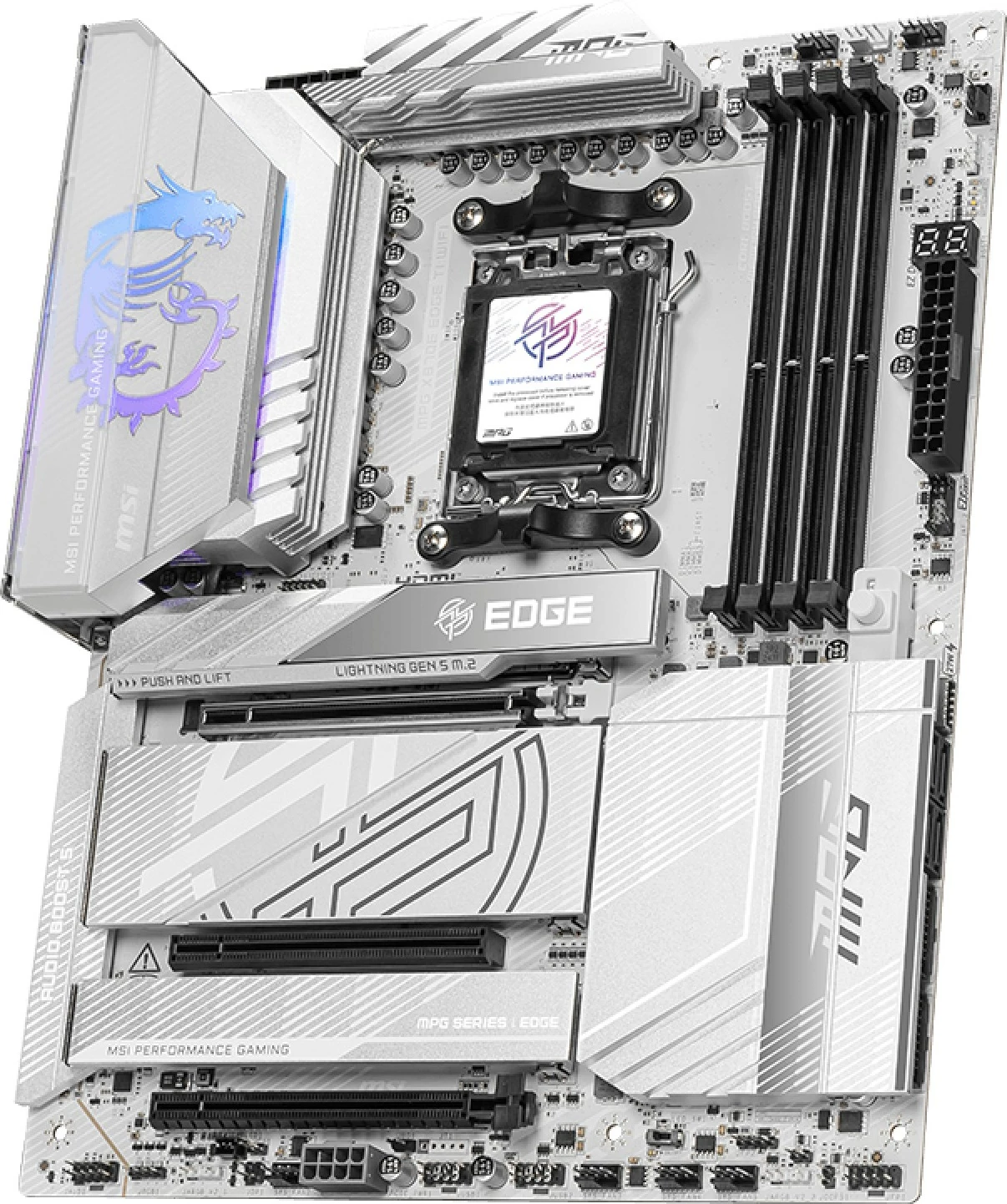 Matična plošča MSI MPG X870E EDGE TI WIFI, AM5, 256 GB, DDR5, bela