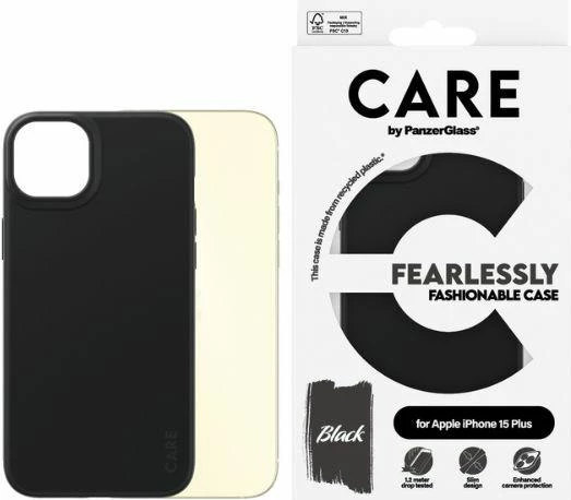 Ovitek za telefon PanzerGlass CARE Fearlessly Fashionable za iPhone 15 Plus, črn