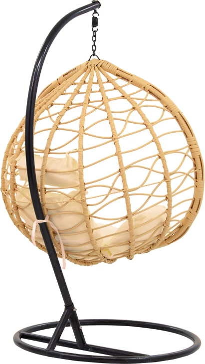 Viseči vrtni stol, kovinski, črn - PP naraven - blazina bež Hudson, 109x119x195 cm