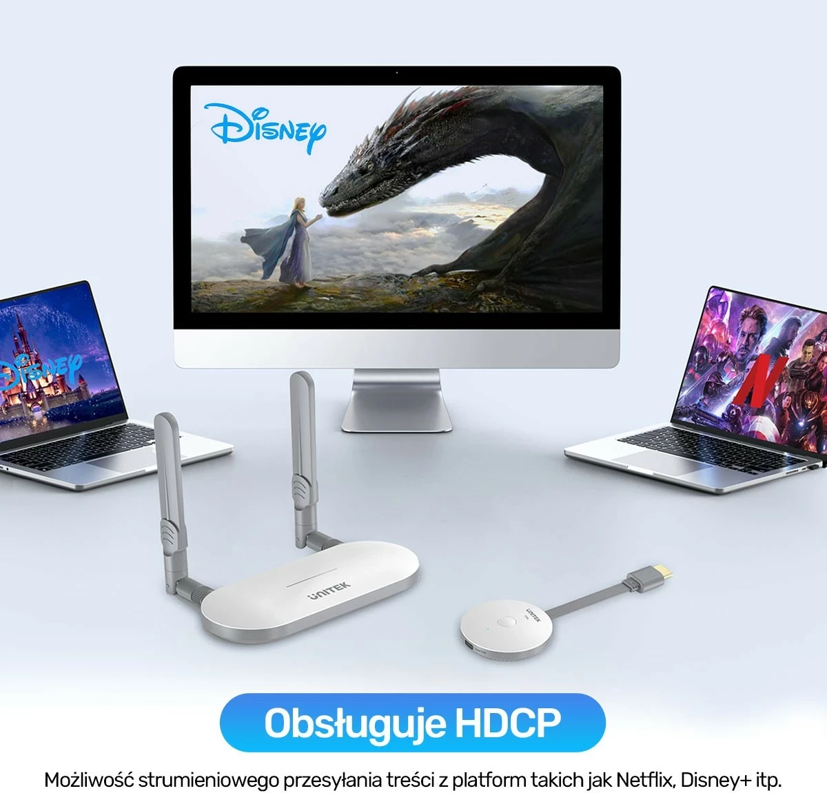 Brezžični HDMI predajnik Unitek, 4K, bel