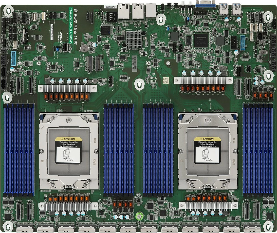 Matična plošča za strežnik ASRock TURIN2D24G-2L+, dve vtičnici SP5, 500 W