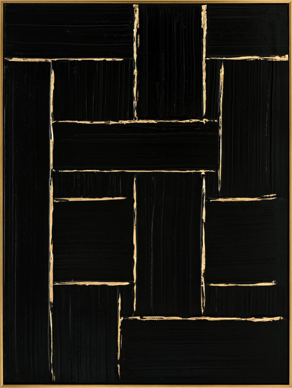 Stenska slika FH4550 z bež PS okvirjem-črno platno-ročno izdelana 62x4,5x82Hcm