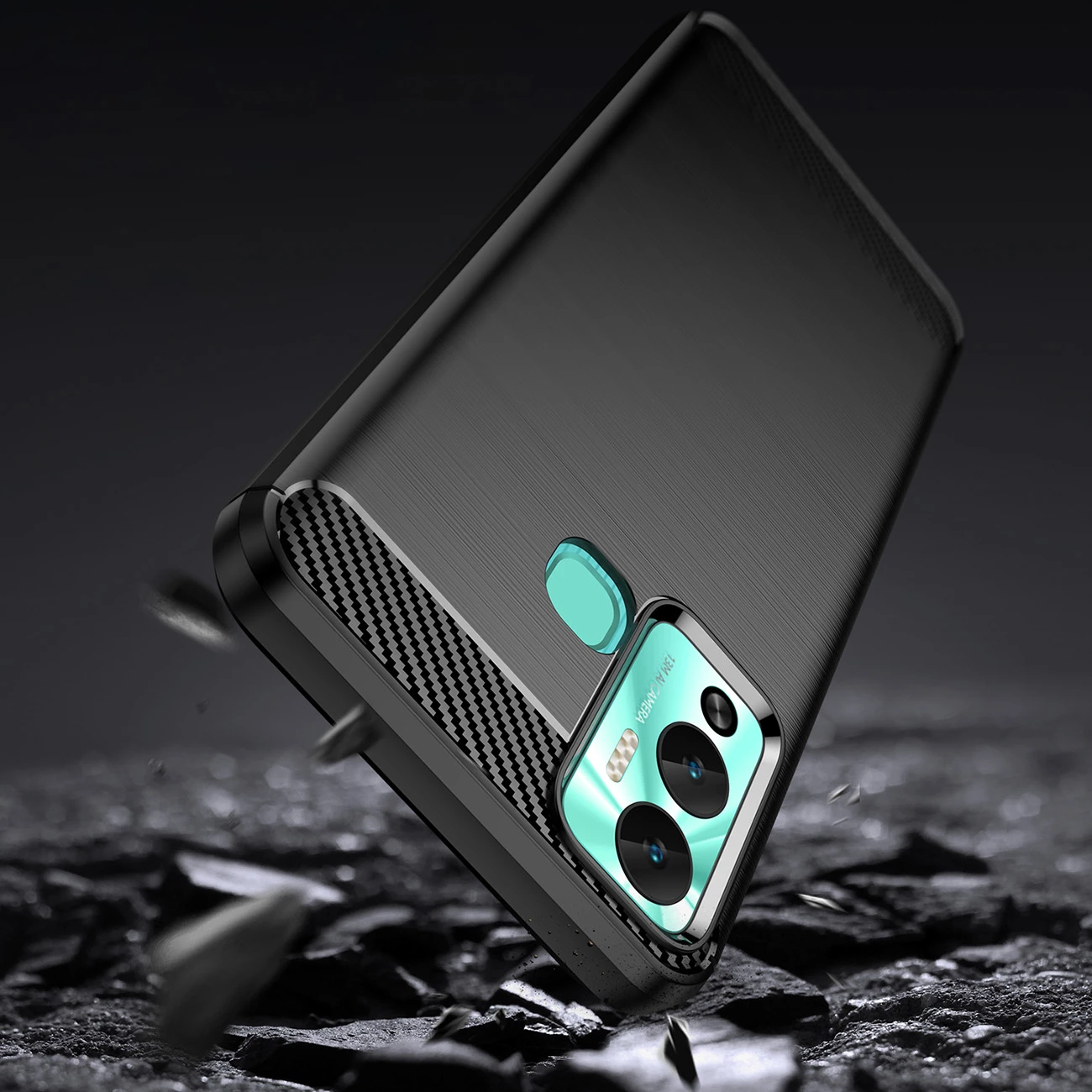 Ovitek za telefon Carbon Case za Infinix Hot 12 Play / Hot 12 Play NFC, Hurtel, TPU, črn