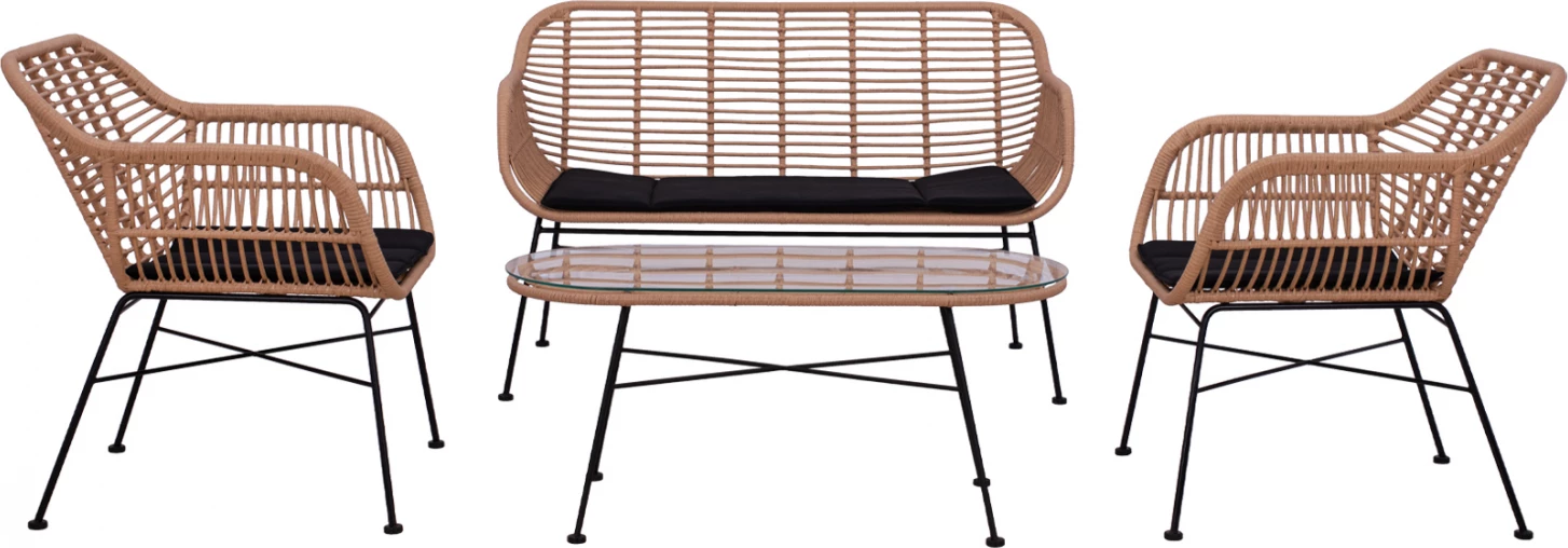 Kovinski set za zunanje prostore 4 kosi Allegra FH5460 Pletivo v bež barvi