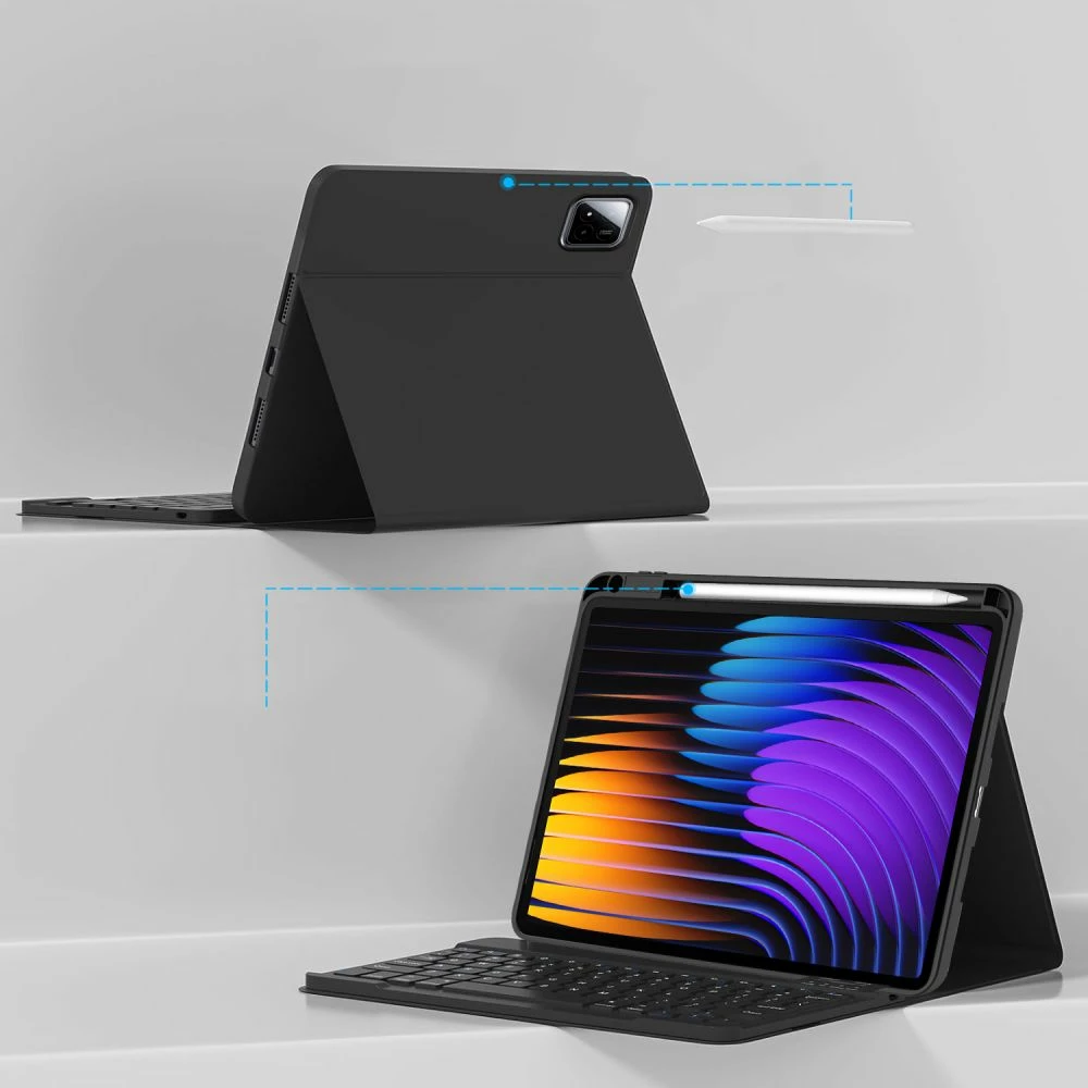 Ovitek z Bluetooth tipkovnico Tech-Protect SC Pen za Xiaomi Pad 7 / 7 Pro, črn
