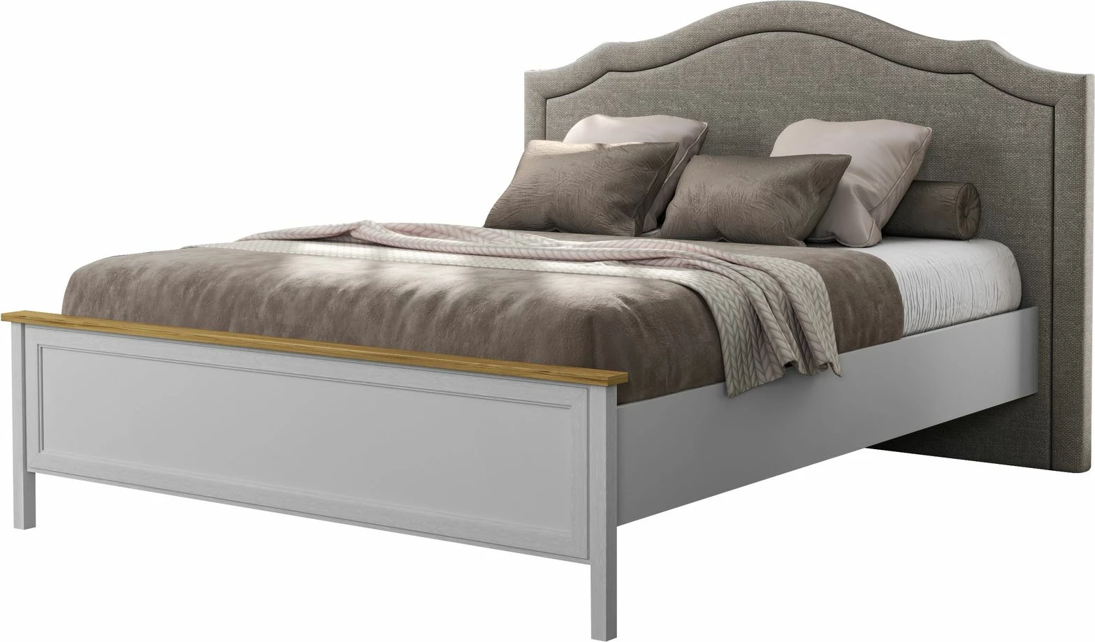 Dvojna postelja Skye Decor, krem, hrast, siva, FRN-21019