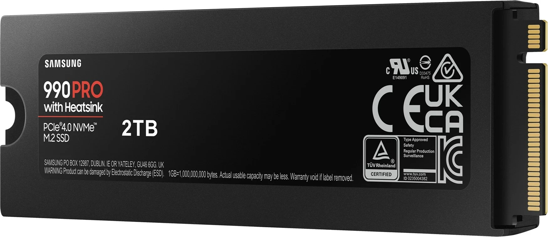 SSD z heatsinkom Samsung 990 PRO, 2 TB, M.2, PCI Express 4.0, NVMe, črn