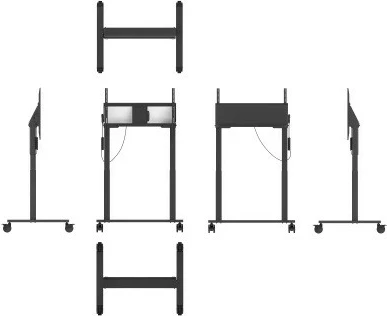 Električno stojalo za monitor Avtek TouchScreen V4 1MV137, za 55–86\", nosilnost 100 kg, električno nastavljanje višine z daljinskim upravljalnikom, črno