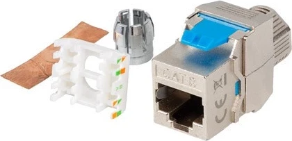 Keystone modul Lanberg, RJ45, FTP kat. 8.1, brez orodja za montažo, srebrne barve