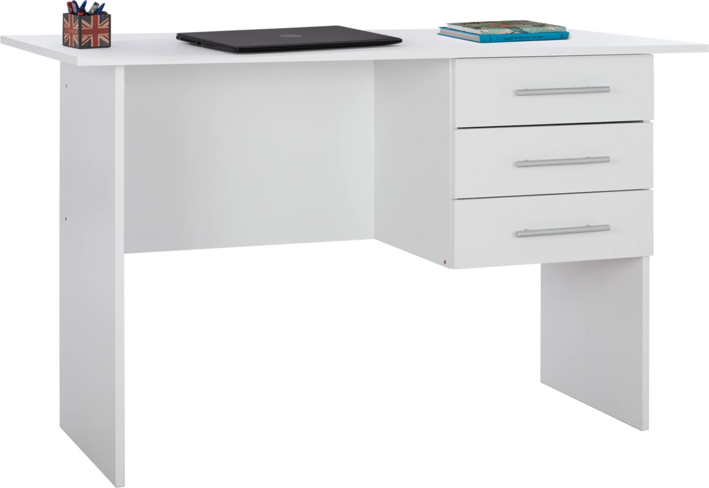 Pisalna miza iz melamina ENSLEY FH2029.05 s 3 predali bela 120x60x76 cm