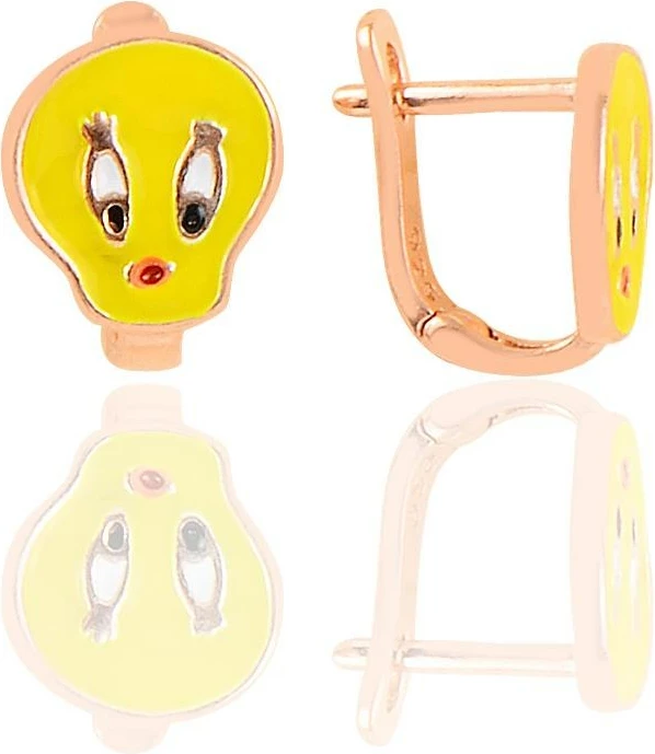 Uhani iz srebra Jumeon, rožnato in rumeno zlato, 10411ROS