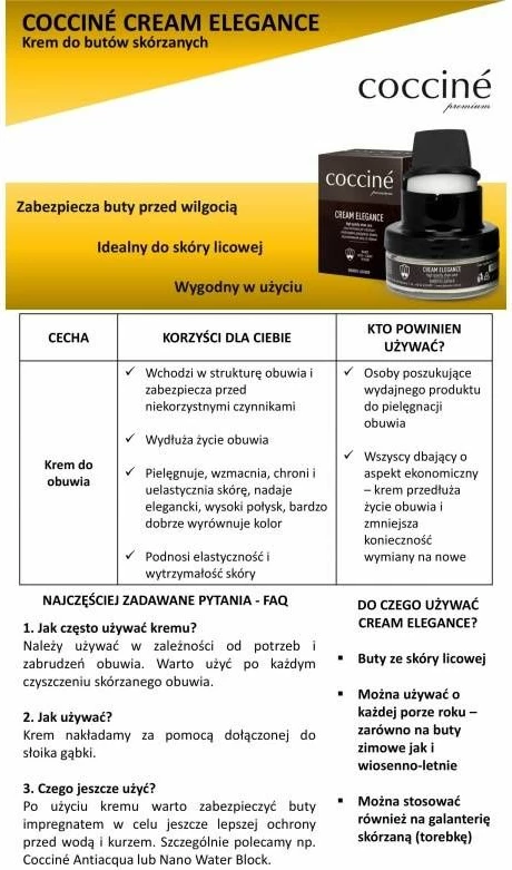 Krem za usnjene čevlje, Coccine, črn