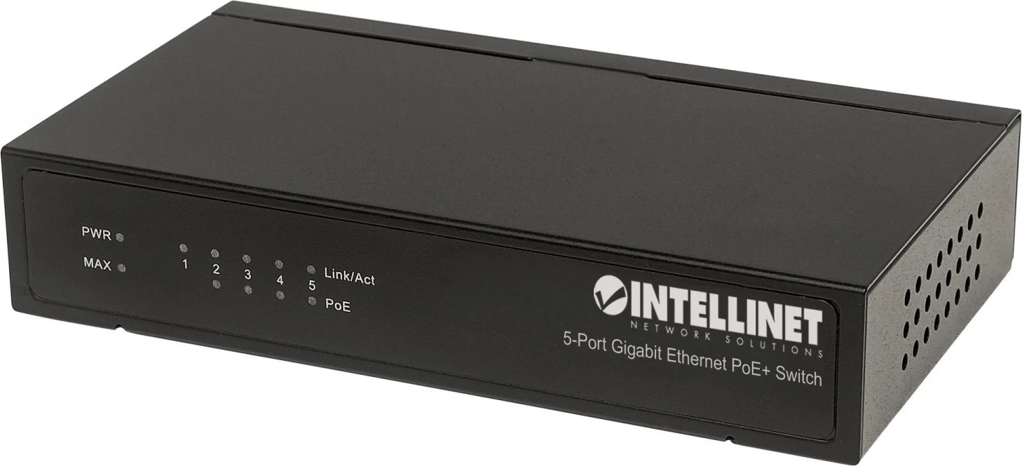 Gigabit stikalo PoE+ Intellinet 561228, 5x RJ45, 60 W